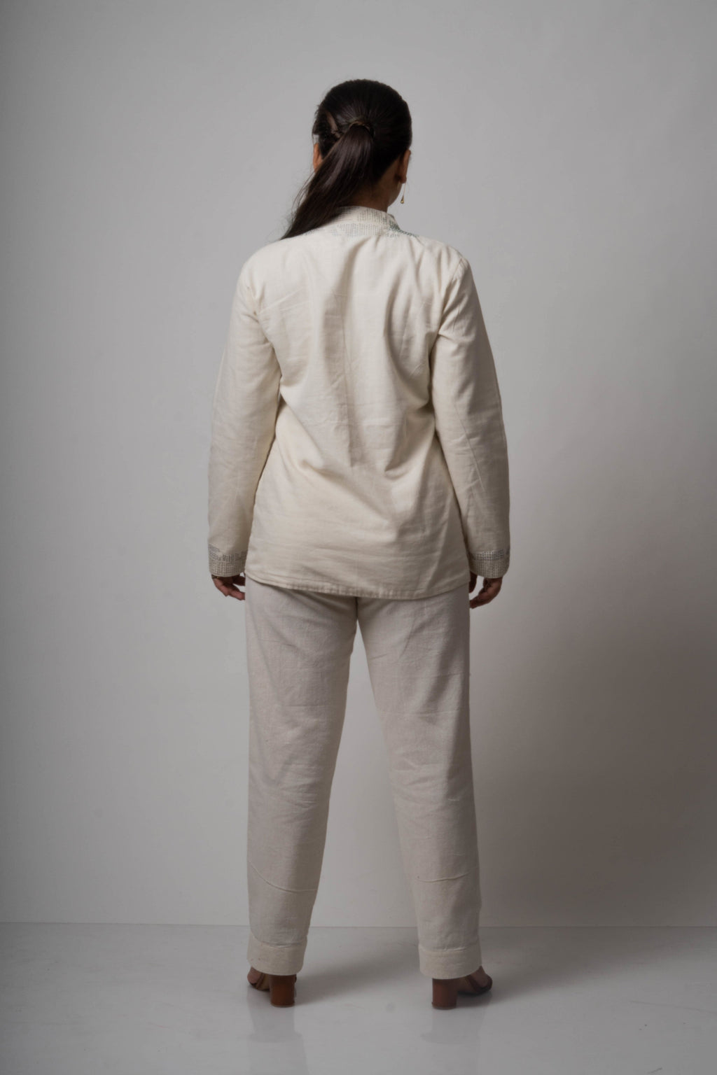 White Reversible Cotton Jacket at Kamakhyaa by Lafaani. This item is Casual Wear, Cotton, Jackets, Natural, Regular Fit, Reversible, Solids, White, Womenswear