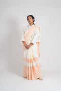 White Saree Two Tone at Kamakhyaa by Ahmev. This item is Casual Wear, For Mother, Handloom Cotton, Indian Wear, July Sale, July Sale 2023, Multicolor, Natural, Relaxed Fit, Sarees, Solids, Womenswear