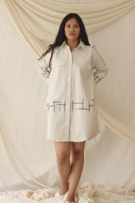 White Shirt Dress at Kamakhyaa by Chambray & Co.. This item is Casual Wear, Cotton, Natural, Purple, Regular Fit, Shirt Dresses, Shirts, Solids, Womenswear