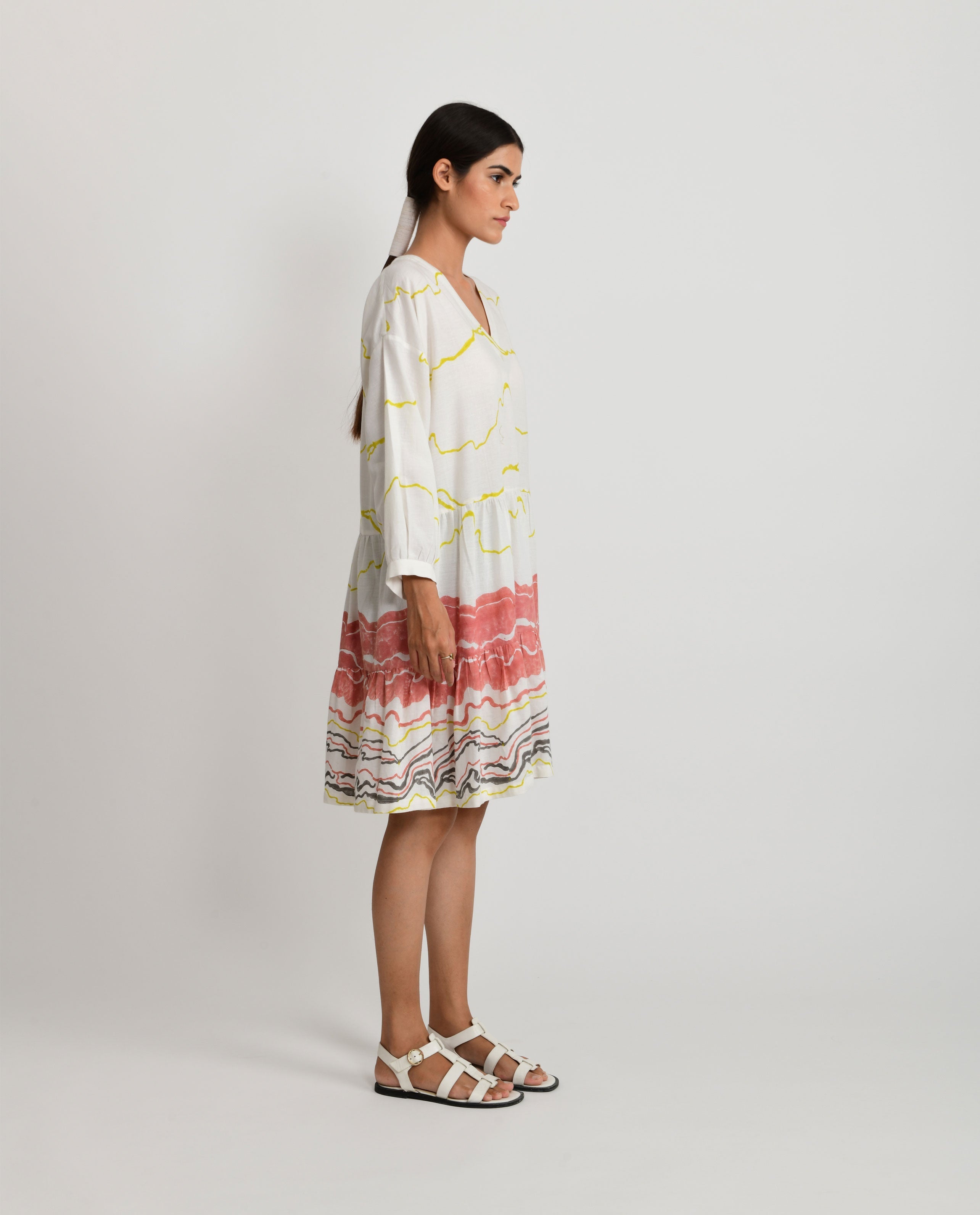 White Short Dress at Kamakhyaa by Rias Jaipur. This item is Azo Free Dye, Bamboo, Block Prints, Casual Wear, Cotton, Mini Dresses, Parat, Regular Fit, White, Womenswear