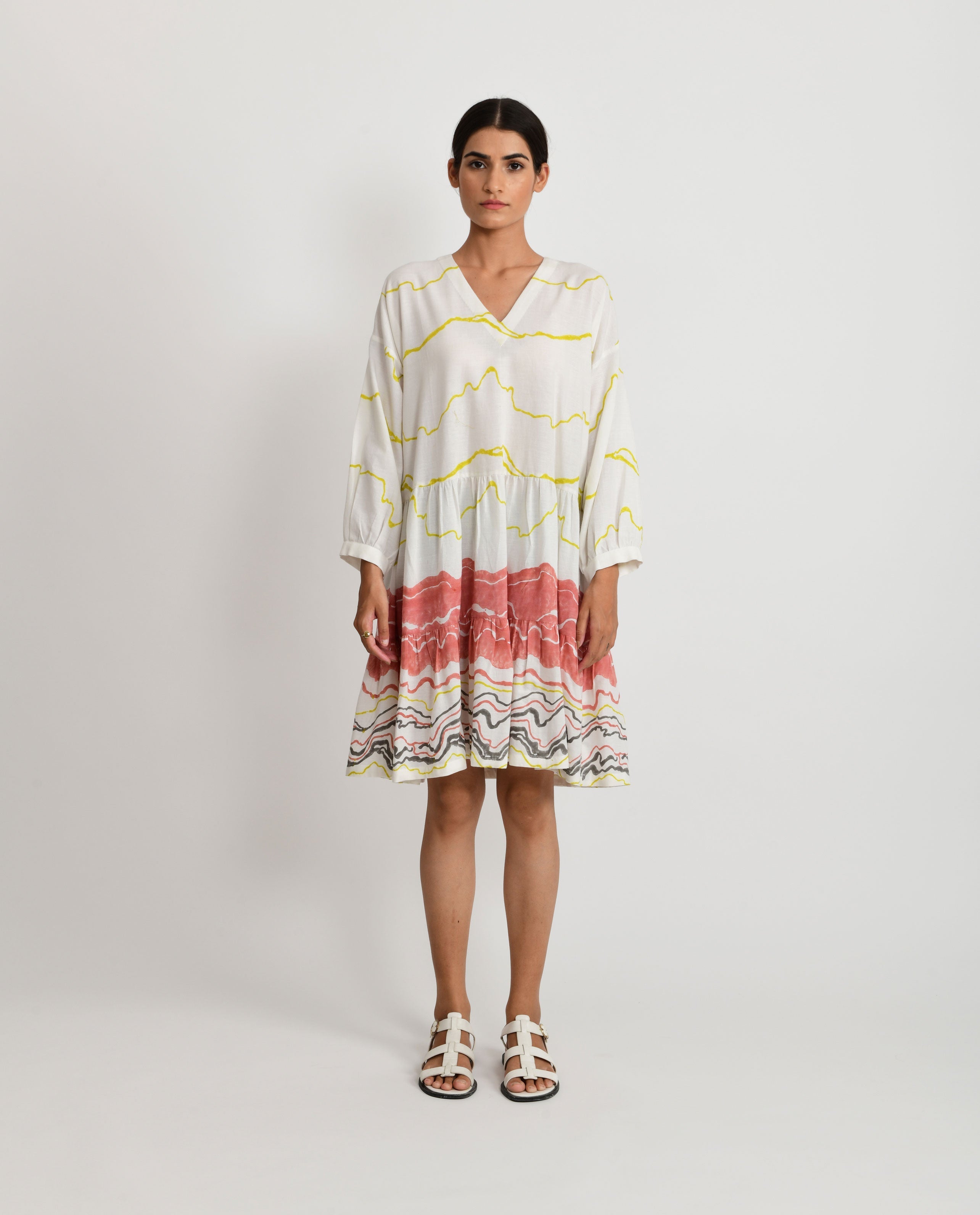 White Short Dress at Kamakhyaa by Rias Jaipur. This item is Azo Free Dye, Bamboo, Block Prints, Casual Wear, Cotton, Mini Dresses, Parat, Regular Fit, White, Womenswear