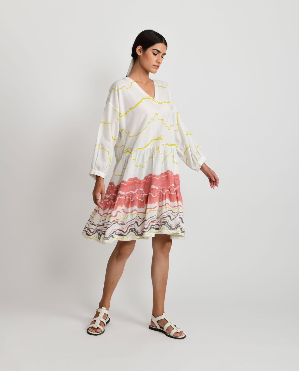 White Short Dress at Kamakhyaa by Rias Jaipur. This item is Azo Free Dye, Bamboo, Block Prints, Casual Wear, Cotton, Mini Dresses, Parat, Regular Fit, White, Womenswear