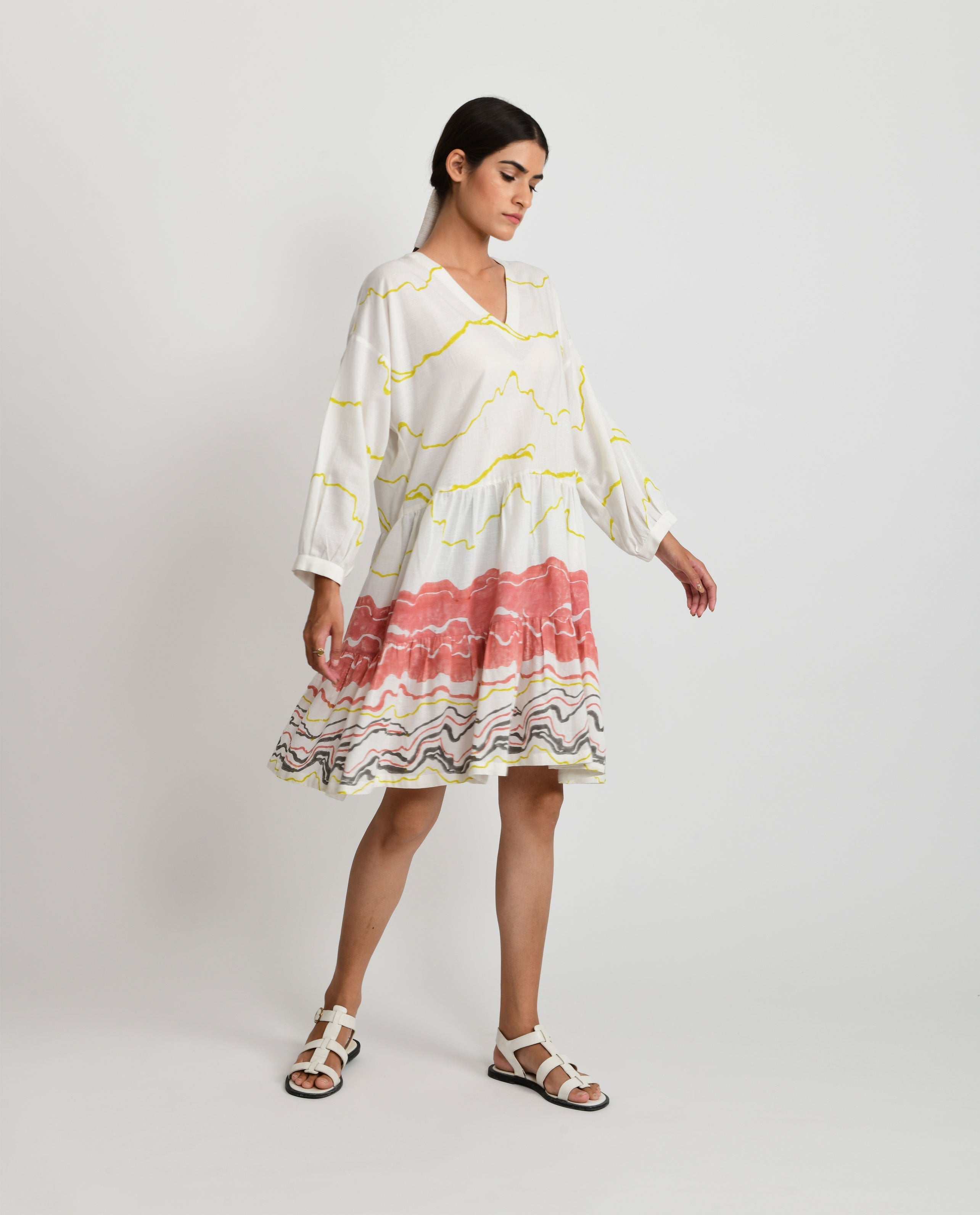 White Short Dress at Kamakhyaa by Rias Jaipur. This item is Azo Free Dye, Bamboo, Block Prints, Casual Wear, Cotton, Mini Dresses, Parat, Regular Fit, White, Womenswear