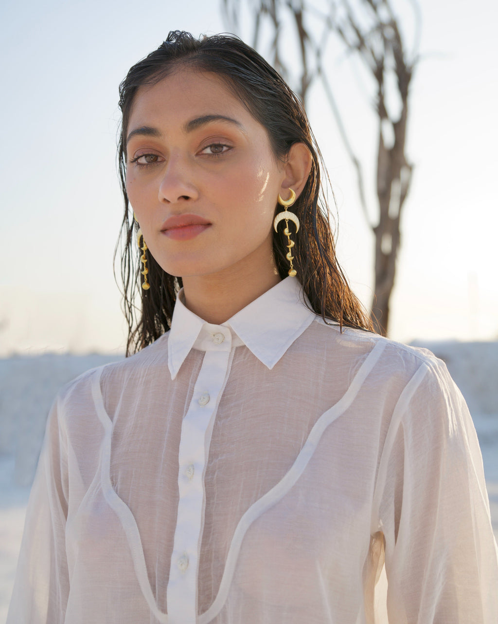 White Silk Co-ord Set at Kamakhyaa by The Loom Art. This item is Aurora SS24, Best Selling, Casual Wear, Chanderi Silk, Co-ord Sets, FB ADS JUNE, July Sale, July Sale 2023, Ombre & Dyes, Organic, Regular Fit, Solids, Vacation, Vacation Co-ords, White, Womenswear