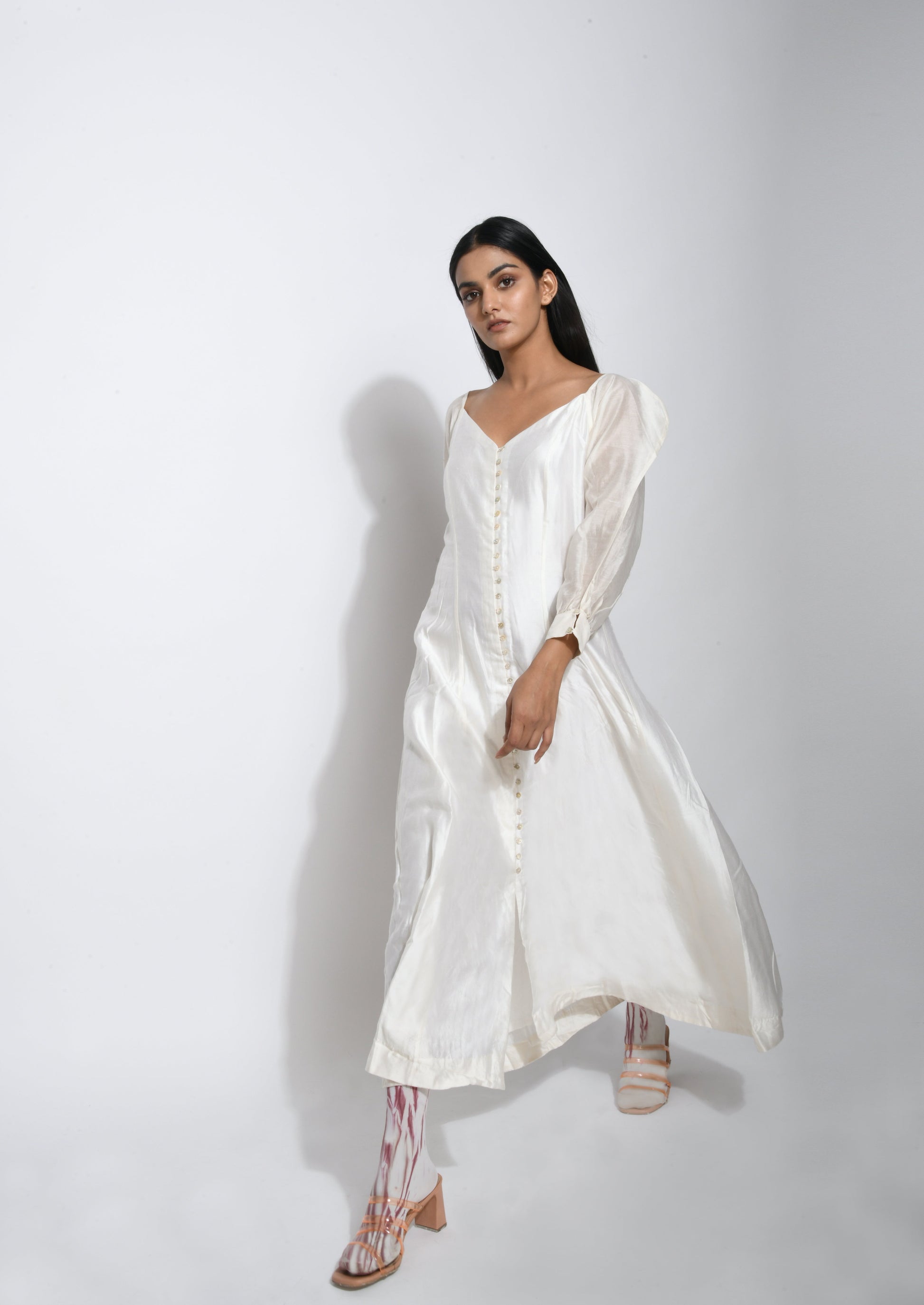 White Silk Maxi Dress at Kamakhyaa by The Loom Art. This item is Best Selling, Between the Lines, FB ADS JUNE, July Sale, July Sale 2023, Maxi Dresses, Natural, Party Wear, Regular Fit, Silk Handwoven, Solids, White, Womenswear