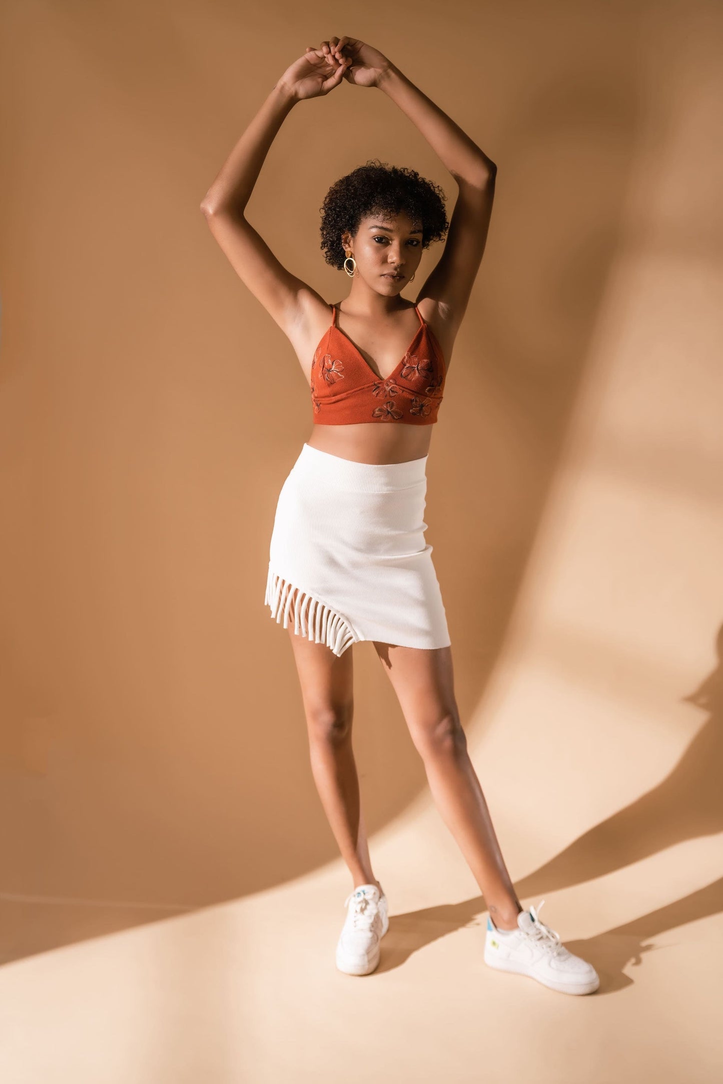 White Skirt at Kamakhyaa by Meko Studio. This item is Cotton, Deadstock Fabrics, Evening Wear, For Birthday, July Sale, July Sale 2023, Lycra, Mini Skirts, Skirts, Slim Fit, Solids, Verao SS-22/23, White, Womenswear