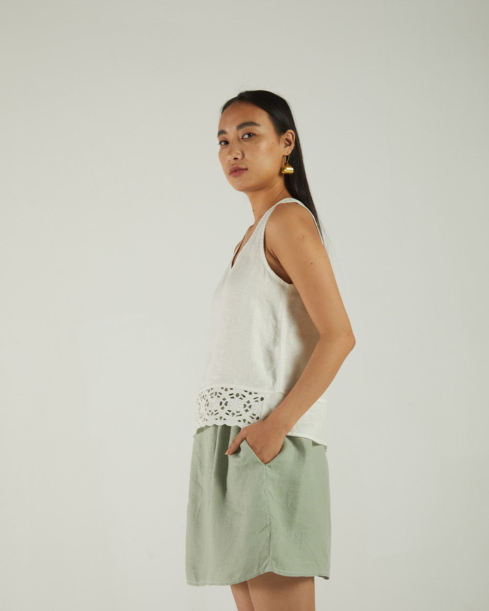White Sleeveless Crop Top at Kamakhyaa by Reistor. This item is Bemberg, Casual Wear, Natural, Sleeveless Tops, Solids, Tops, White, Womenswear