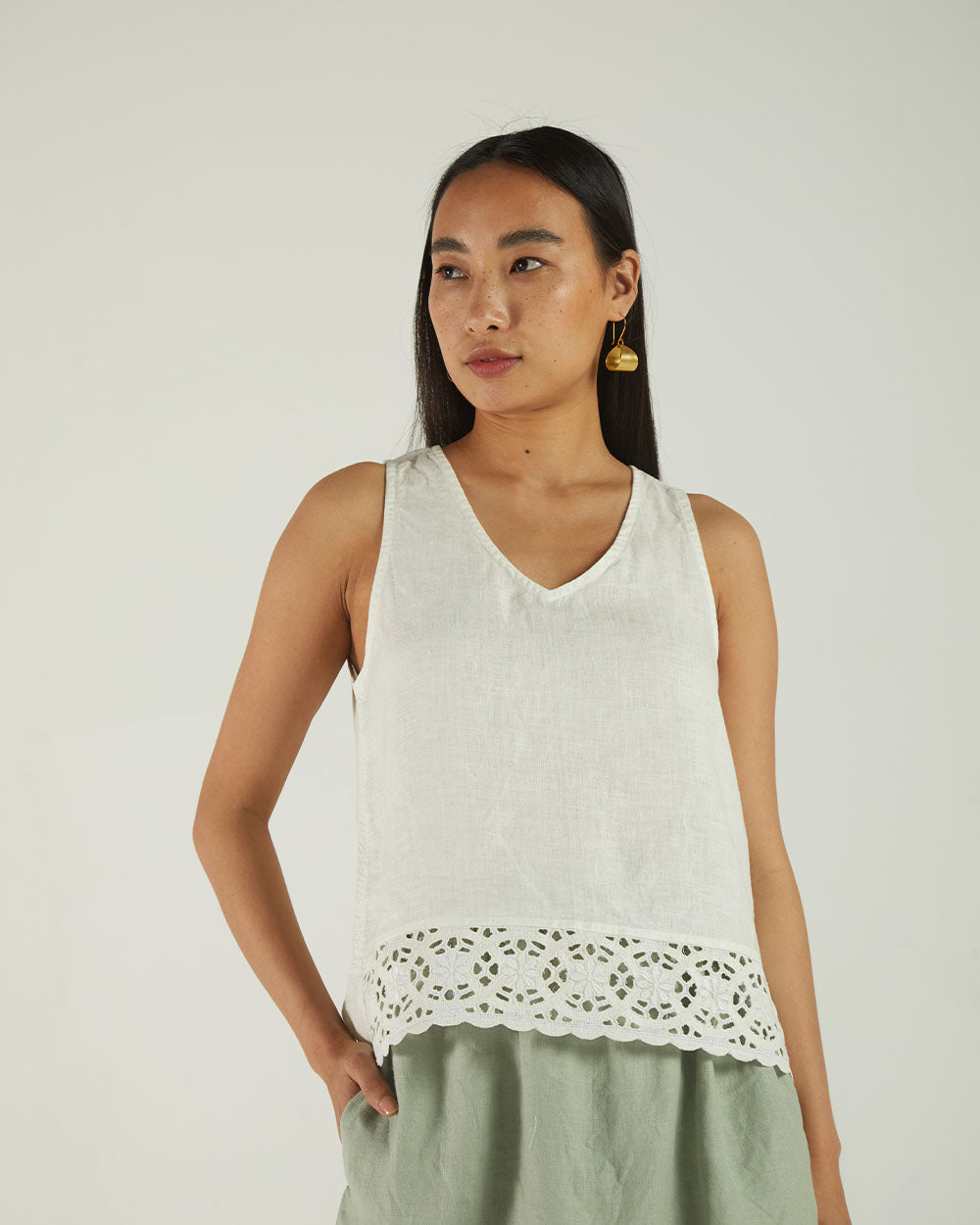 White Sleeveless Crop Top at Kamakhyaa by Reistor. This item is Bemberg, Casual Wear, Natural, Sleeveless Tops, Solids, Tops, White, Womenswear