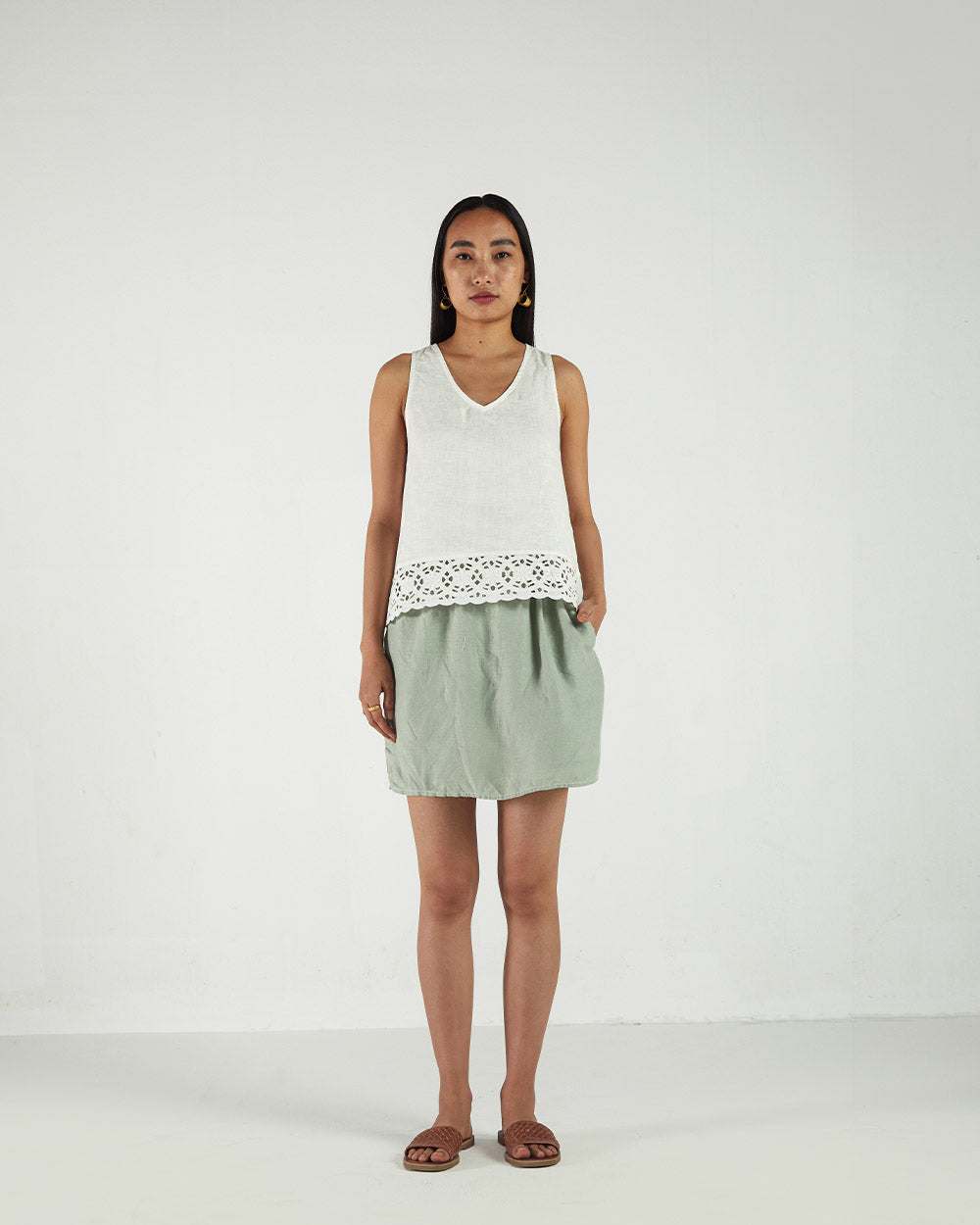White Sleeveless Crop Top at Kamakhyaa by Reistor. This item is Bemberg, Casual Wear, Natural, Sleeveless Tops, Solids, Tops, White, Womenswear
