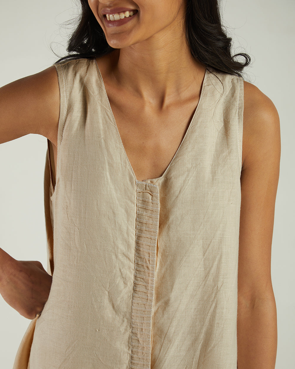 White Sleeveless Jumpsuit at Kamakhyaa by Reistor. This item is Bemberg, Best Selling, Casual Wear, Hemp, Jumpsuits, Natural, rompers, Solids, Womenswear