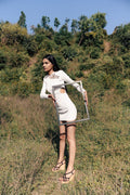 White Solid Mini Dress at Kamakhyaa by Meko Studio. This item is Deadstock Fabrics, Evening Wear, July Sale, July Sale 2023, Mini Dresses, Slim Fit, Solids, Verao SS-22/23, White, Womenswear