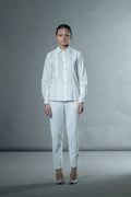 White Trousers at Kamakhyaa by Anushé Pirani. This item is Cotton, Handwoven Jute Cotton, July Sale, July Sale 2023, Natural, Office Wear, Regular Fit, sale anushe pirani, Solids, Trousers, White, Womenswear