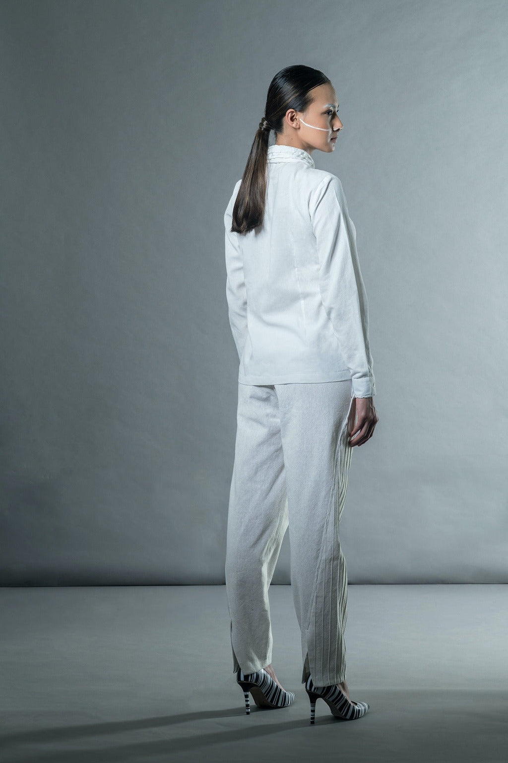 White Trousers at Kamakhyaa by Anushé Pirani. This item is Cotton, Handwoven Jute Cotton, July Sale, July Sale 2023, Natural, Office Wear, Regular Fit, sale anushe pirani, Solids, Trousers, White, Womenswear