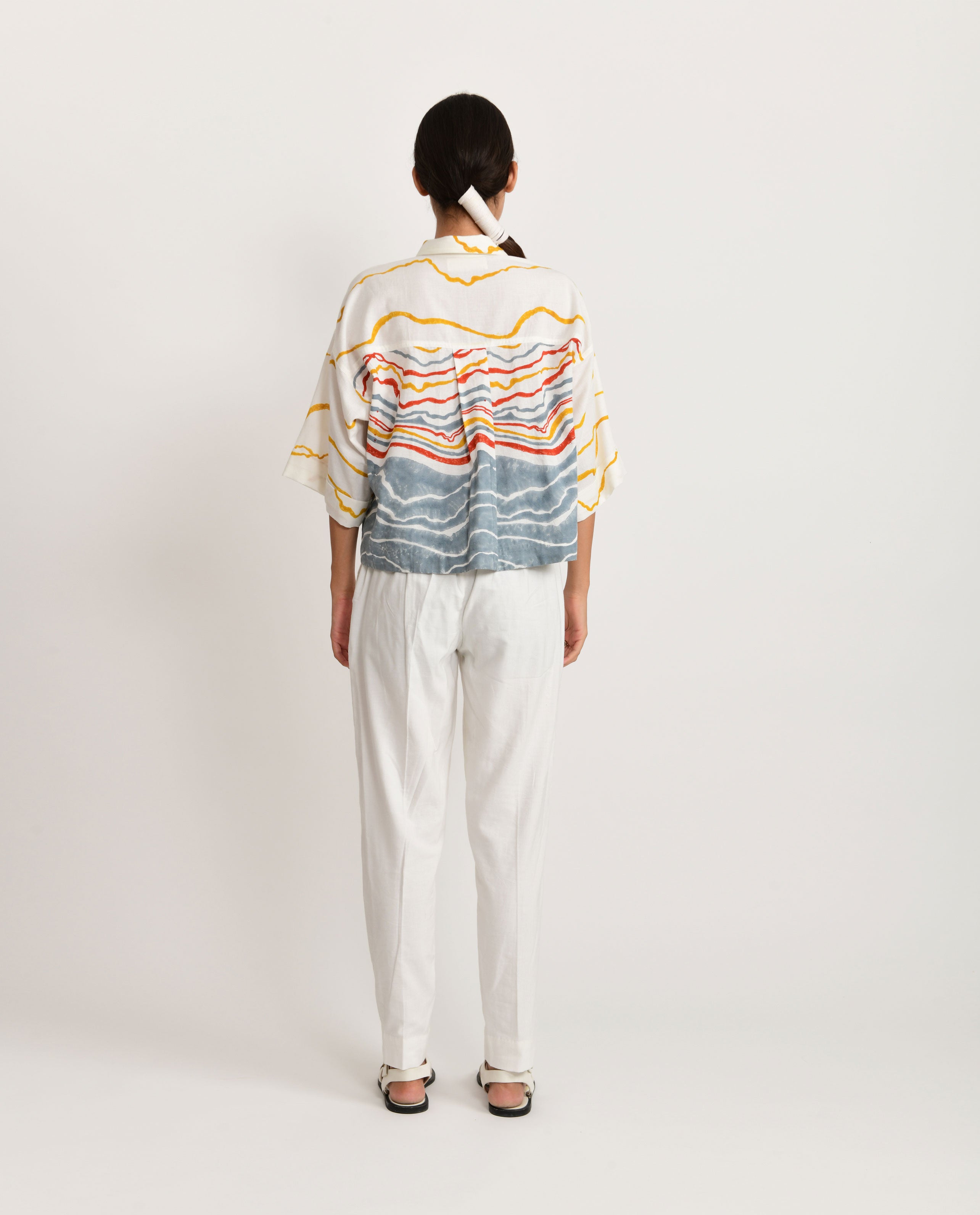 WhiteStraight Sand Pant at Kamakhyaa by Rias Jaipur. This item is Azo Free Dye, Bamboo, Block Prints, Casual Wear, Cotton, Pants, Parat, Regular Fit, White, Womenswear