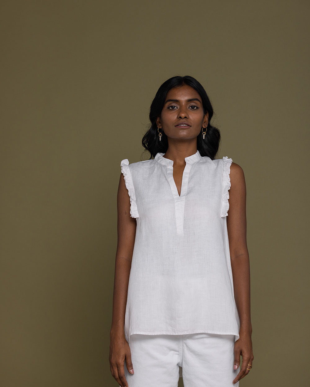 Wind In My Hair Shirt - Coconut White at Kamakhyaa by Reistor. This item is Casual Wear, Hemp, Natural, Sleeveless Tops, Solids, Tops, White, Womenswear