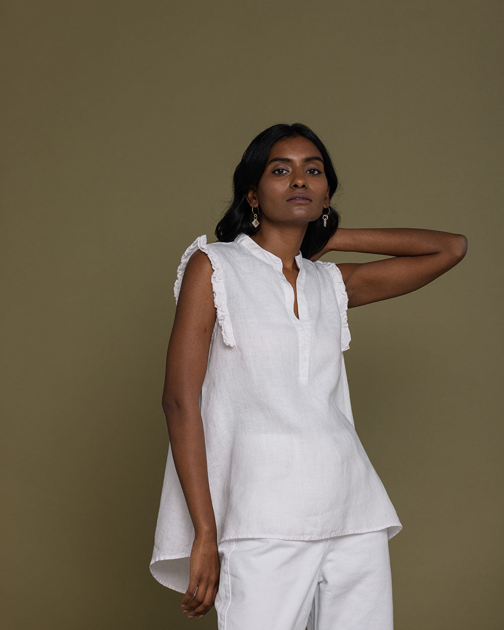 Wind In My Hair Shirt - Coconut White at Kamakhyaa by Reistor. This item is Casual Wear, Hemp, Natural, Sleeveless Tops, Solids, Tops, White, Womenswear