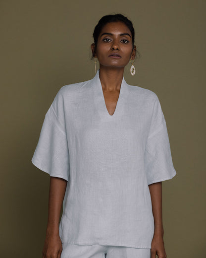 Wishing On Stardust Shirt - Summer Blue at Kamakhyaa by Reistor. This item is Blue, Casual Wear, Hemp, Natural, Solids, Tops, Tunic Tops, Womenswear