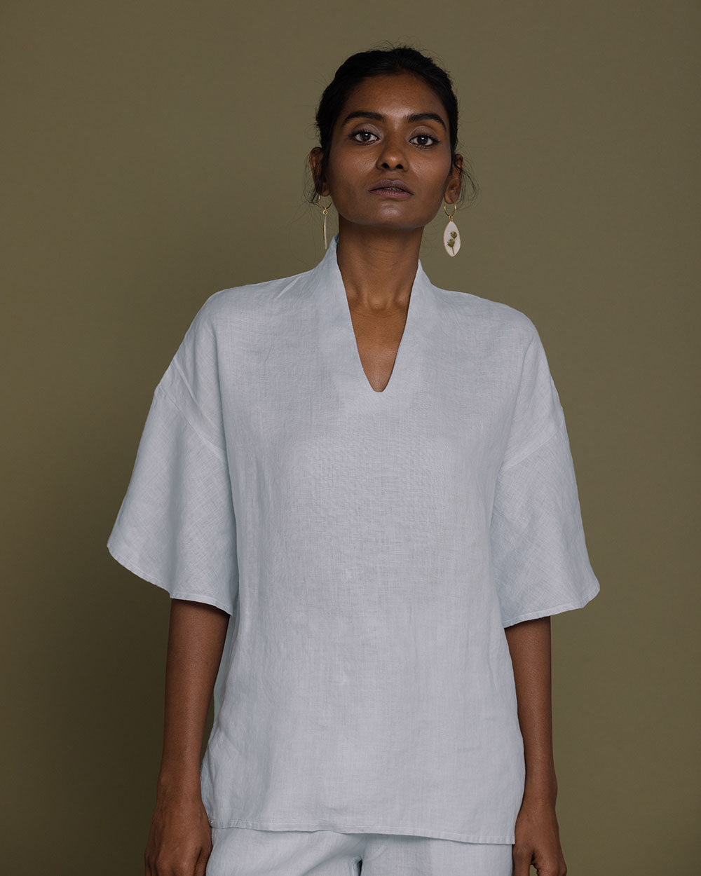 Wishing On Stardust Shirt - Summer Blue at Kamakhyaa by Reistor. This item is Blue, Casual Wear, Hemp, Natural, Solids, Tops, Tunic Tops, Womenswear