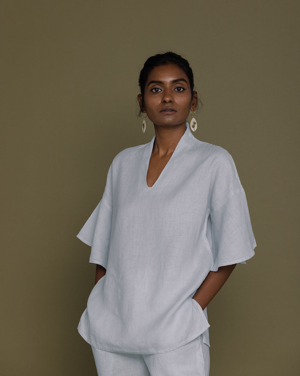 Wishing On Stardust Shirt - Summer Blue at Kamakhyaa by Reistor. This item is Blue, Casual Wear, Hemp, Natural, Solids, Tops, Tunic Tops, Womenswear