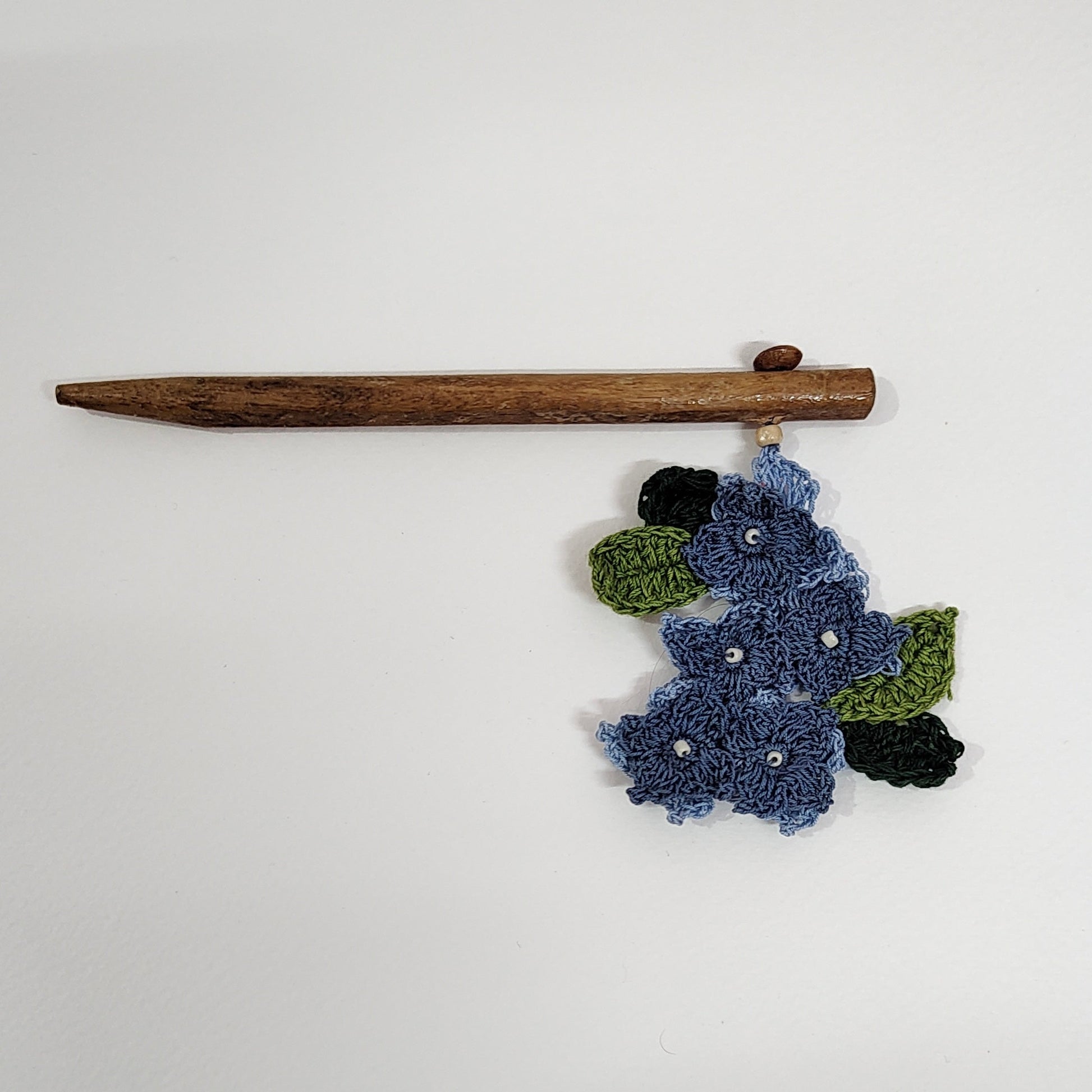 Wooden Hair Stick Blue And Green at Kamakhyaa by Ikriit'm. This item is Accessories, Blue, Cotton Yarn, Green, Hair Accessory, Ikriit'm, Wood