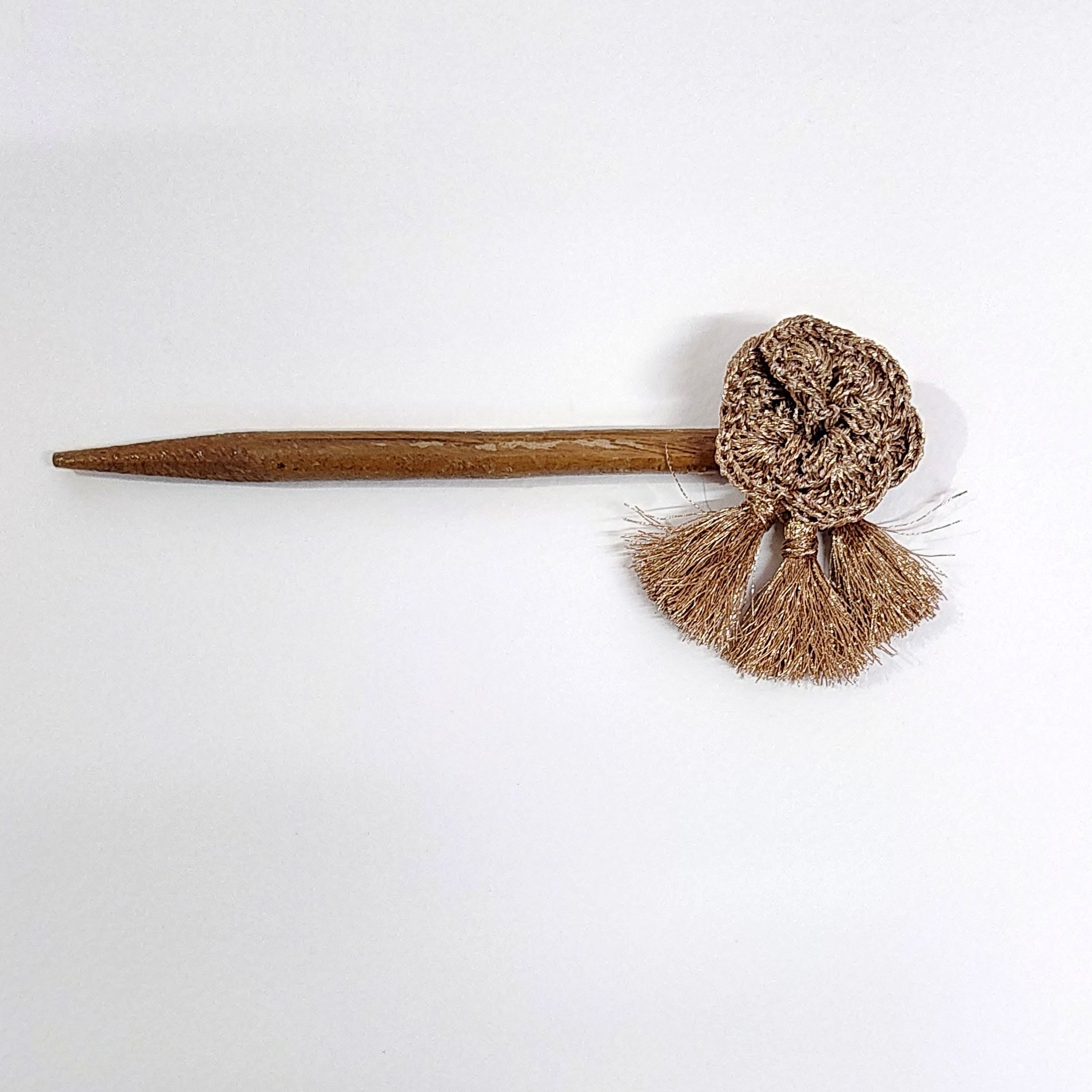 Wooden Hair Stick Golden at Kamakhyaa by Ikriit'm. This item is Accessories, Cotton Yarn, Golden, Hair Accessory, Ikriit'm, Wood