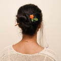 Wooden Hair Stick Marigold Orange at Kamakhyaa by Ikriit'm. This item is Accessories, Cotton Yarn, Hair Accessory, Ikriit'm, Orange, Wood