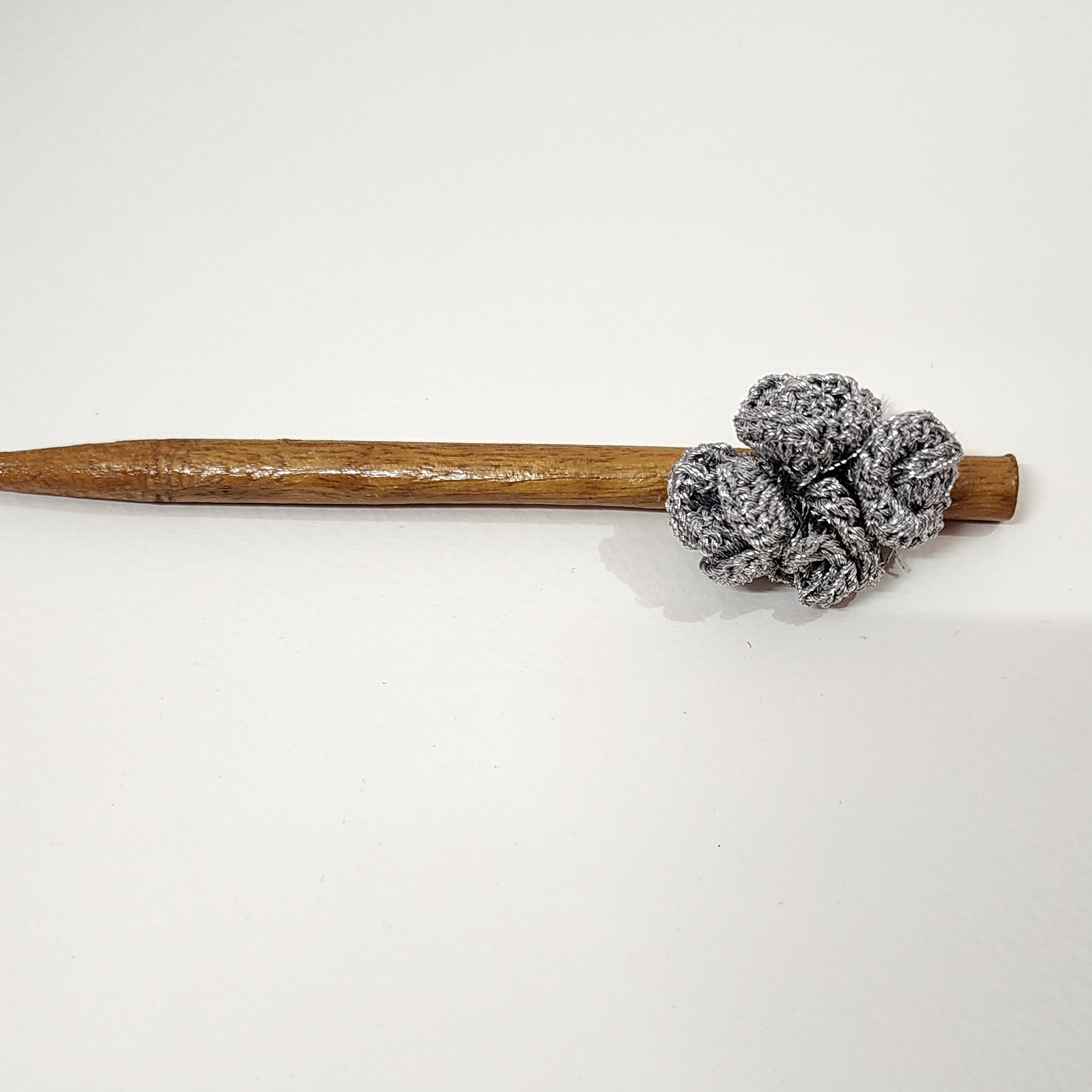 Wooden Hair Stick Silver at Kamakhyaa by Ikriit'm. This item is Accessories, Cotton Yarn, Hair Accessory, Ikriit'm, Silver, Wood