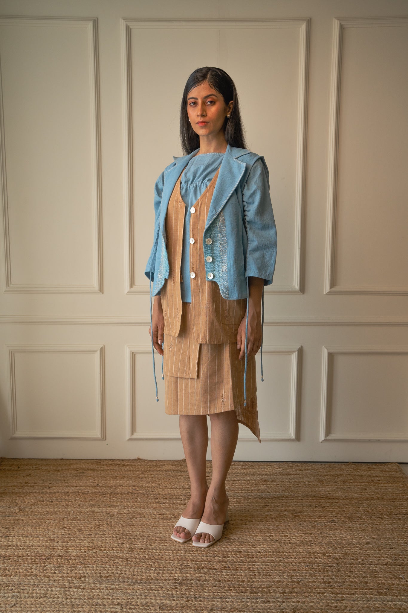 Wrap Around Skirt at Kamakhyaa by Lafaani. This item is 100% pure cotton, Brown, Casual Wear, Materiality, Organic, Regular Fit, Skirts, Solids, Undyed and Unbleached, Womenswear