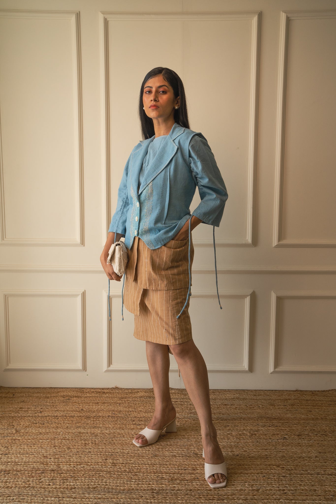 Wrap Around Skirt at Kamakhyaa by Lafaani. This item is 100% pure cotton, Brown, Casual Wear, Materiality, Organic, Regular Fit, Skirts, Solids, Undyed and Unbleached, Womenswear