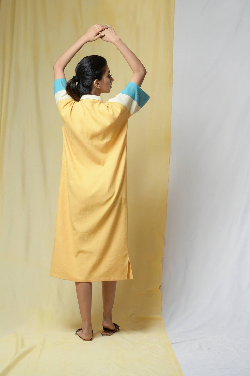 Yellow Beauty In Truth Shirt Dress at Kamakhyaa by Niraa. This item is Cotton khadi, Natural with azo dyes, Office Wear, Relaxed Fit, Shirt Dresses, Shirts, Solids, Tales of rippling brooks, Womenswear, Yellow