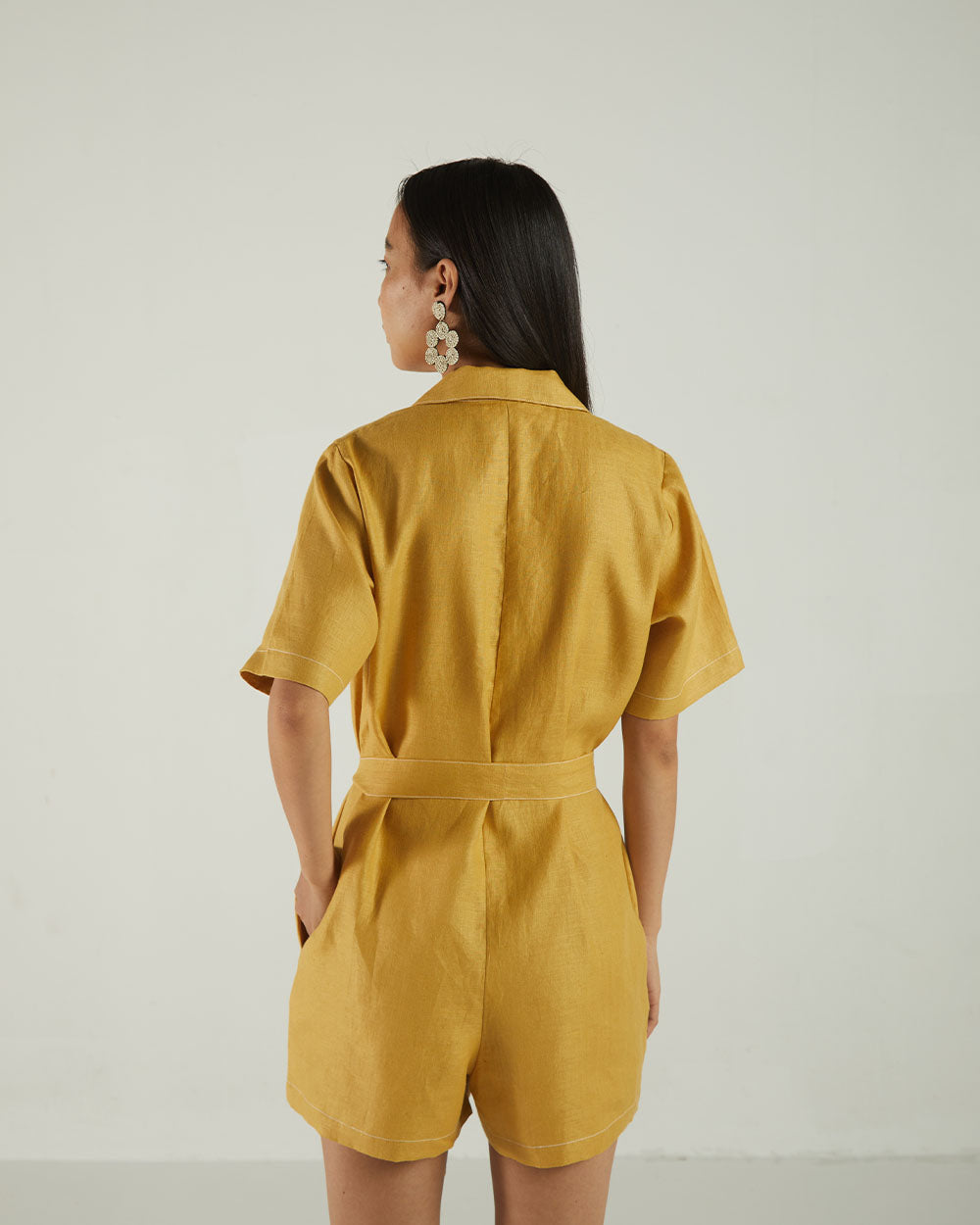 Yellow Bemberg Jumpsuits at Kamakhyaa by Reistor. This item is Bemberg, Best Selling, Casual Wear, FB ADS JUNE, Hemp, Jumpsuits, Natural, rompers, Solids, Womenswear