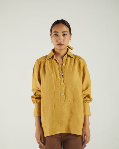 Yellow Bemberg Shirt at Kamakhyaa by Reistor. This item is Bemberg, Casual Wear, Natural, Shirts, Solids, Tops, Womenswear, Yellow