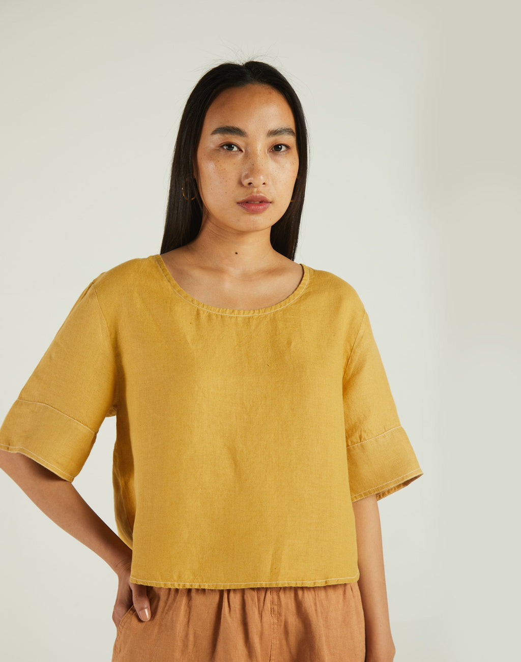 Yellow Boxy Crop Top at Kamakhyaa by Reistor. This item is Bemberg, Casual Wear, Crop Tops, Natural, Solids, Tops, Womenswear, Yellow