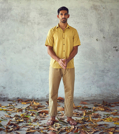 Yellow Cotton Mens Shirt at Kamakhyaa by Khara Kapas. This item is Casual Wear, Cotton, Menswear, Natural, New, Regular Fit, Shirts, Solid Selfmade, Solids, Tops, Yellow