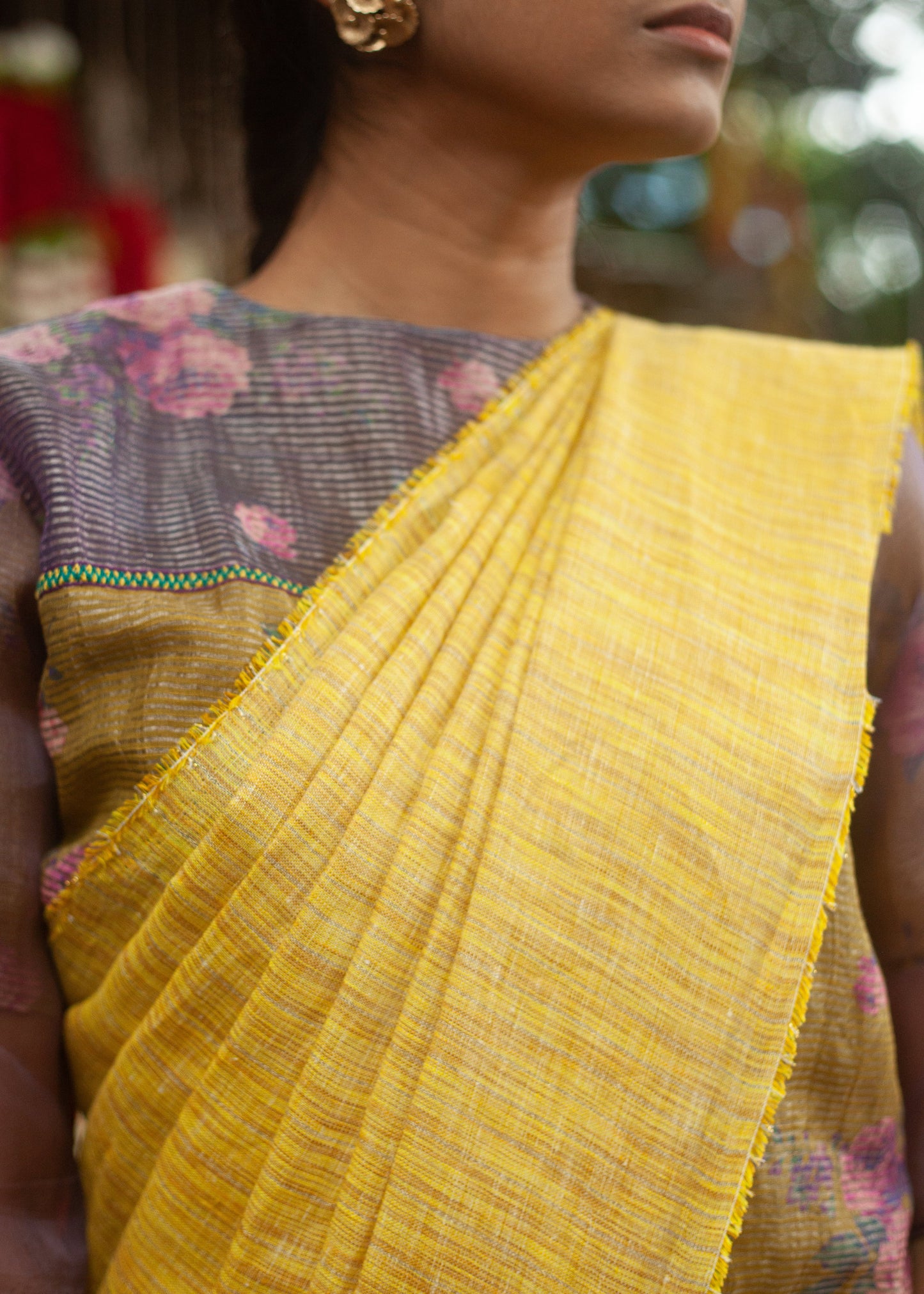Yellow Cutwork Saree at Kamakhyaa by Aeka. This item is Cutwork, Festive Wear, For Mother, Indian Wear, Linen, Natural, Regular Fit, Saree Sets, Womenswear, Yellow