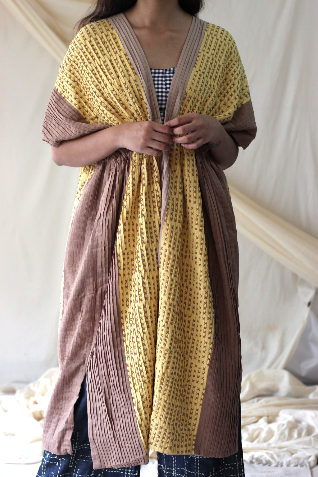 Yellow Embroidered Shrug at Kamakhyaa by Chambray & Co.. This item is Casual Wear, Cotton, Natural, Regular Fit, Shrugs, Solids, Womenswear, Yellow