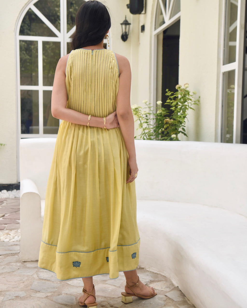 Yellow Embroidered Silk Maxi Dress at Kamakhyaa by Taro. This item is Bangalore Silk, Best Selling, Dusk To Dawn, Embroidered, Evening Wear, FB ADS JUNE, Halter Neck Dresses, July Sale, July Sale 2023, Maxi Dresses, Natural, Regular Fit, Silk, Womenswear, Yellow