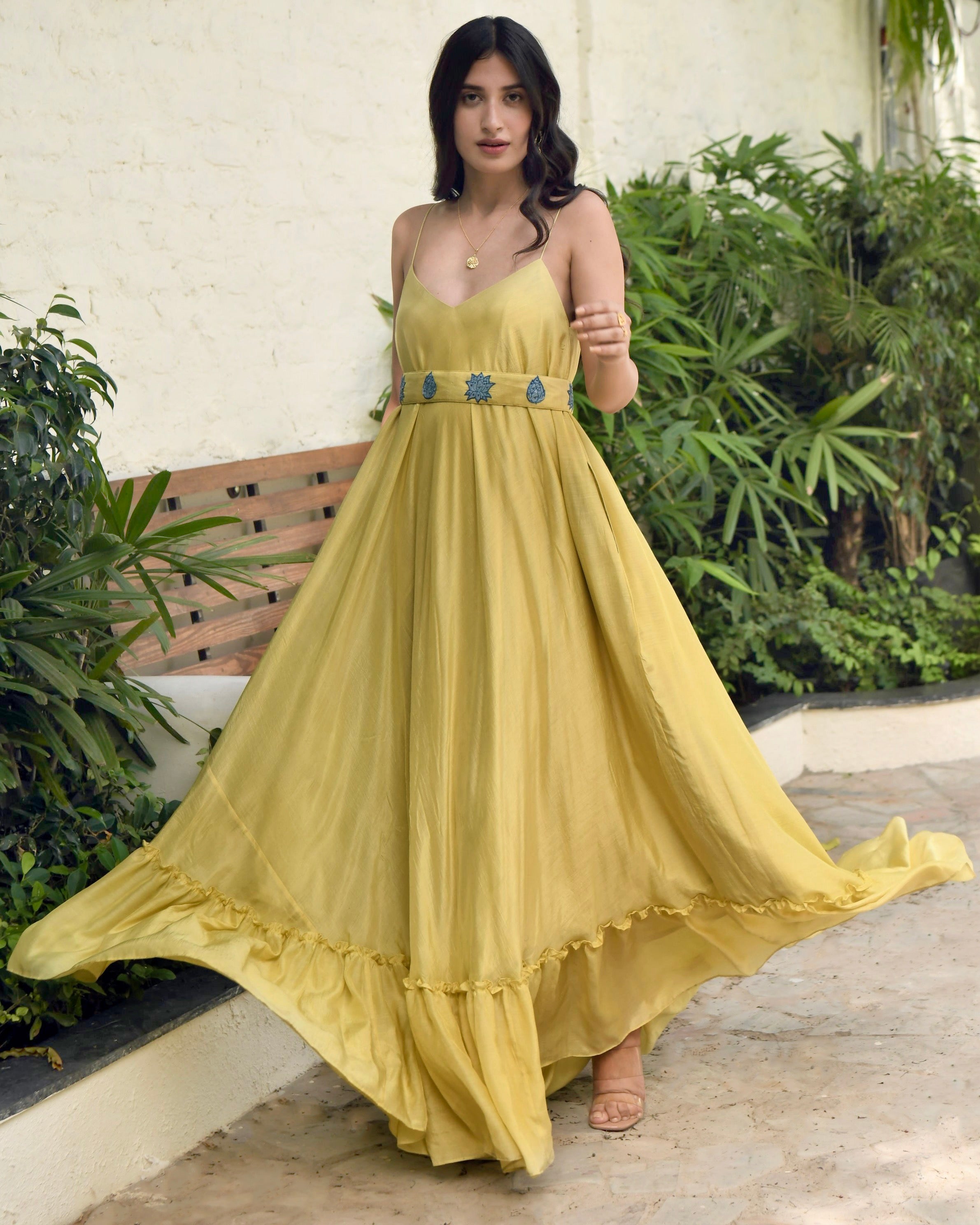 Simple silk maxi sales dress