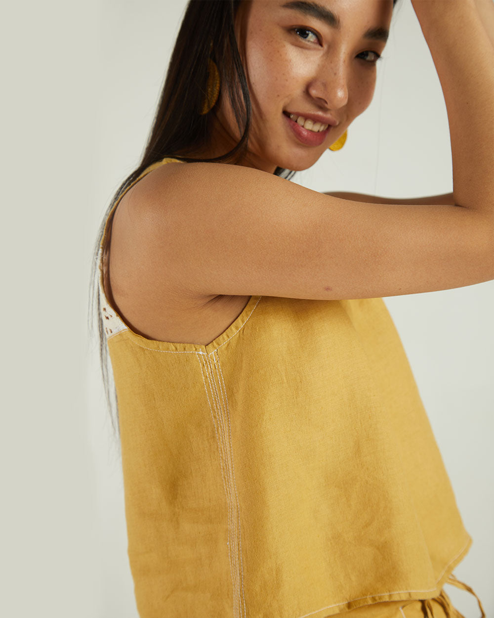 Yellow Sleeveless Crop Top at Kamakhyaa by Reistor. This item is Bemberg, Casual Wear, Crop Tops, Hemp, Natural, Solids, Tops, Womenswear