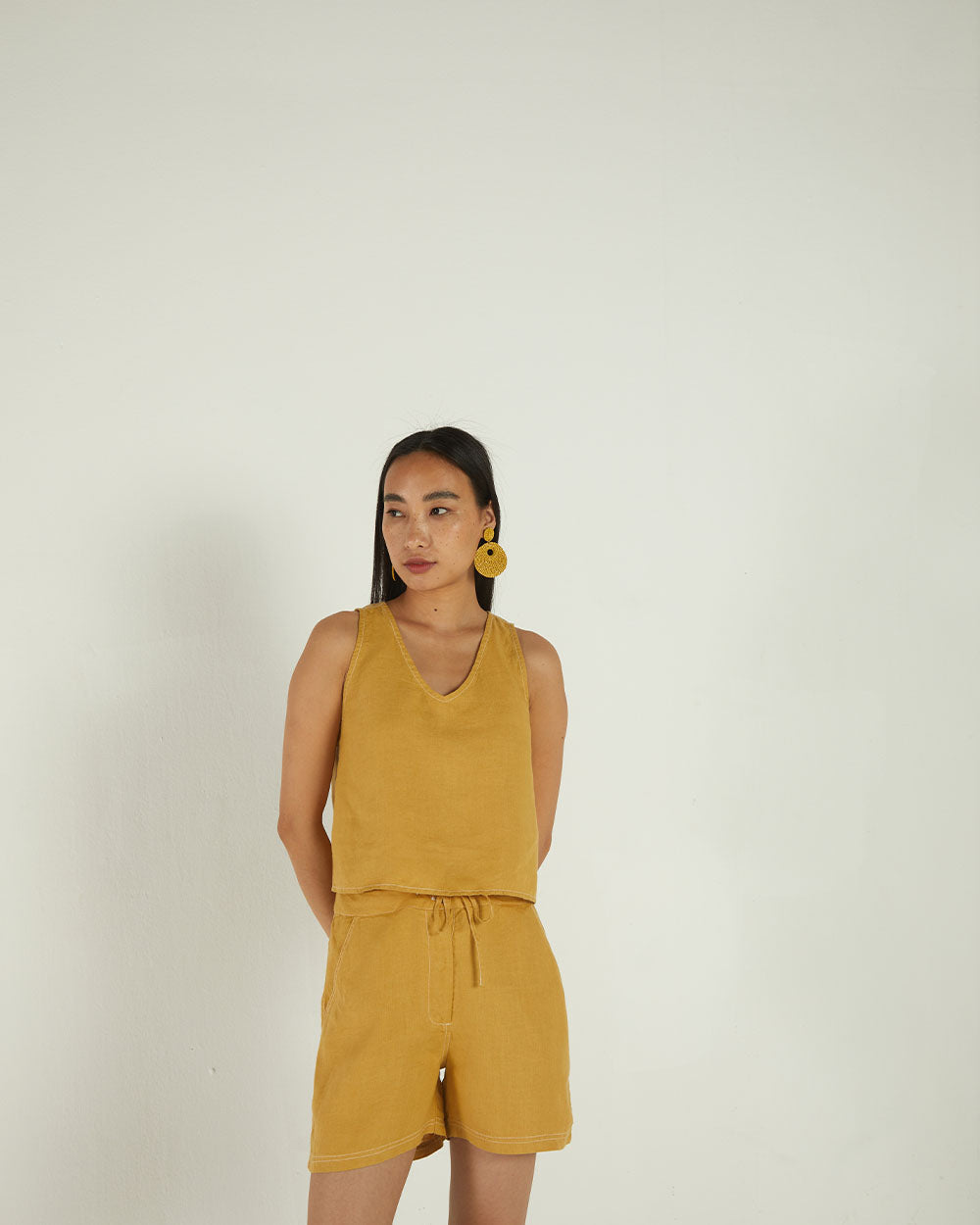 Yellow Sleeveless Crop Top at Kamakhyaa by Reistor. This item is Bemberg, Casual Wear, Crop Tops, Hemp, Natural, Solids, Tops, Womenswear